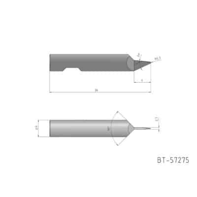 Rundschaftmesser, einschneidig, runde Spitze im Center Vergleichbar mit: Aristo 7275, Aristo 000007275, Aristo 0000 07275, MultiCam K2 84-00193-BT-57275, AXYZ B1041L-6 Referenz: BT-57275