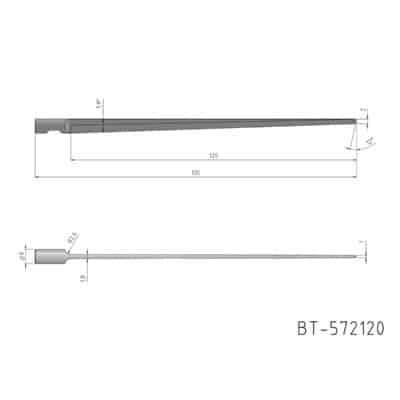 Rundschaftmesser, oszillierend, einschneidig Vergleichbar mit: MultiCam 84-00193-BT-572120, AXYZ B1031l-120 Referenz: BT-572120