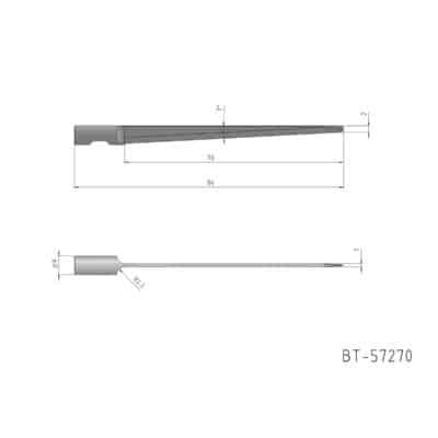 Rundschaftmesser, einschneidig, oszillierend, runde Spitze Vergleichbar mit:  MultiCam 84-00193-BT-57270, AXYZ B1041L-70 Referenz: BT-57270