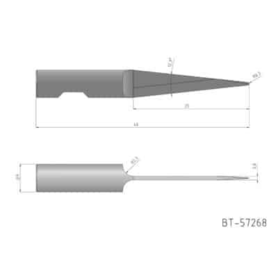 Rundschaftmesser, einschneidig, runde Spitze im Center Vergleichbar mit:  Aristo 7354, Aristo 000007354, Aristo 0000 07354, MultiCam 84-00193-BT-57268, MultiCam 003612-MC7354 , AXYZ B1041L-25 Referenz: BT-57268