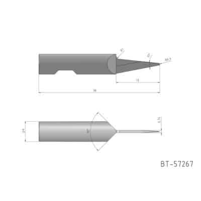 Rundschaftmesser, einschneidig, runde Spitze im Center Vergleichbar mit: Aristo 7267, Aristo 000007267, Aristo 0000 07267, MultiCam 84-00193-BT-57267, MultiCam 003612-MC7267, AXYZ B1041L-10 Referenz: BT-57267