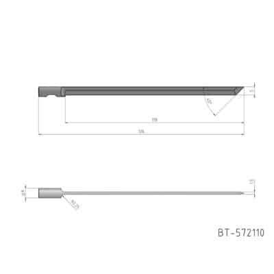 Rundschaftmesser, oszillierend, einschneidig Vergleichbar mit: MultiCam 84-00193-110, AXYZ B1031L-110 Referenz: BT-572110