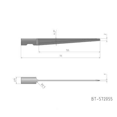 Round Shank Knife Blade, single edged, oscillating, rounded tip reference: BT-572055