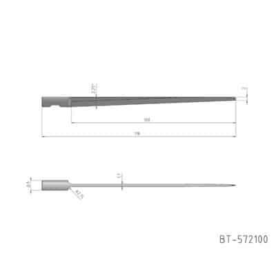 Rundschaftmesser, einschneidig, runde Spitze Vergleichbar mit: MultiCam 84-00193-100, AXYZ B1041L-100 Referenz: BT-572100