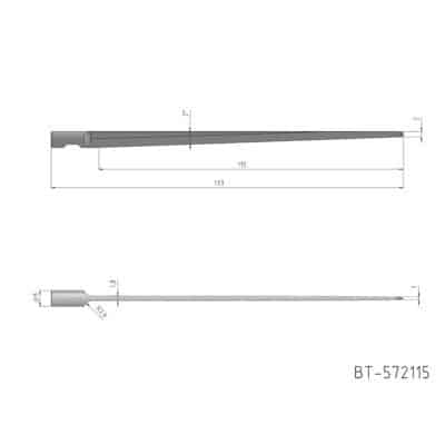 Rundschaftmesser, einschneidig, runde Spitze Vergleichbar mit: MultiCam 84-00193-BT-572115, AXYZ B1041L-115 Referenz: BT-572115