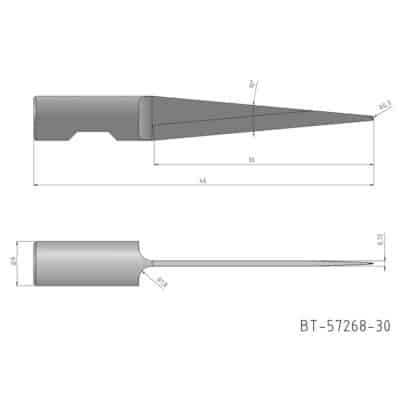 Rundschaftmesser, einschneidig, runde Spitze im Center Vergleichbar mit: Aristo 7394, Aristo 000007394, Aristo 0000 07394, MultiCam K12 84-00193-BT-57268-30, AXYZ B1041L-30 Referenz: BT-57268-30