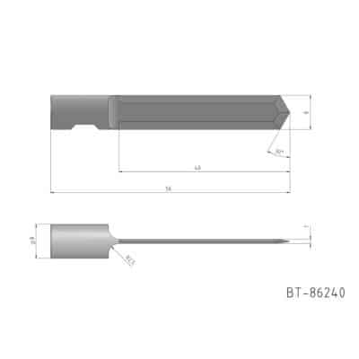 Round Shank Knife Blade, double- edged, oscillating Equivalent to: MultiCam 84-00193-86240 reference: BT-86240
