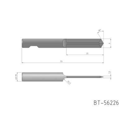 Round Shank Knife Blade, double- edged Equivalent to: MultiCam 84-00193-BT-56226 reference: BT-56226