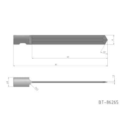 Round Shank Knife Blade, double- edged, oscillating Equivalent to: MultiCam 84-00193-86265 reference: BT-86265