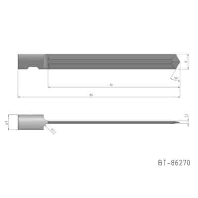 Round Shank Knife Blade, double- edged, oscillating Equivalent to: MultiCam 84-00193-86270 reference: BT-86270